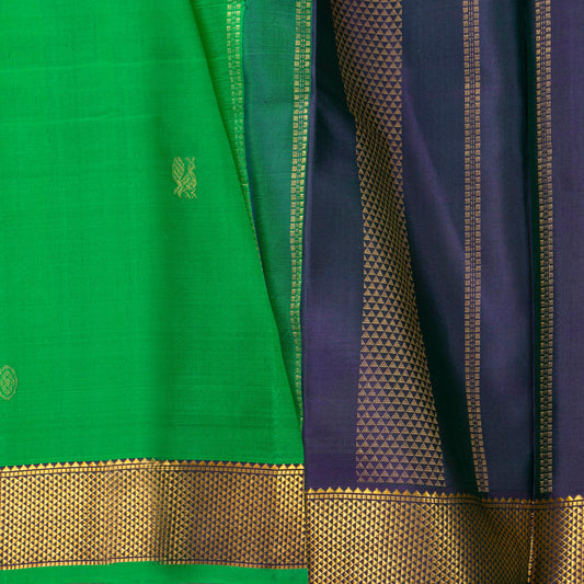 Green And Navy Blue Kanchipuram Silk Saree For Festive Wear PV NYC 1773 - Silk Sari - Panjavarnam PV NYC 1773