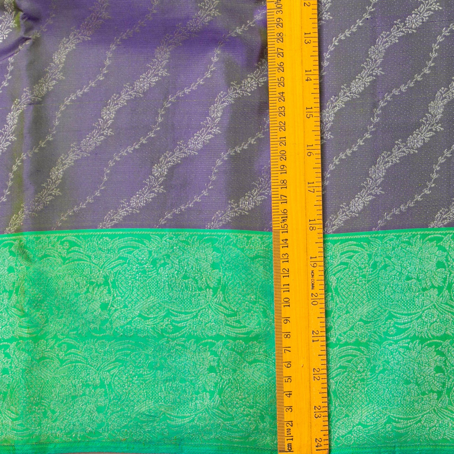 Mauve And Turquoise Kanchipuram Silk Saree With Silver Zari For Party Wear PV NYC 1752