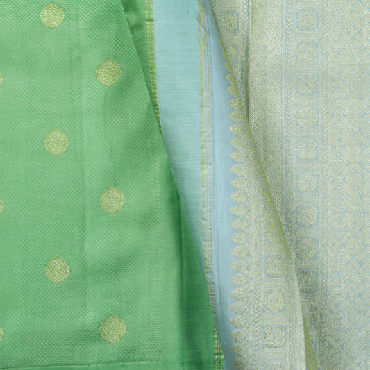 Pastel Green And Blue Kanchipuram Silk Saree With Arai Maadam Zari For Wedding Wear PV NYC 1809