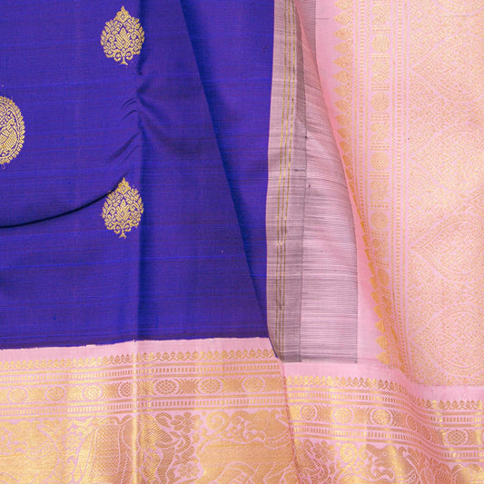 Blue And Pastel Pink Kanchipuram Silk Saree For Festive Wear PV NYC 1755 - Silk Sari - Panjavarnam PV NYC 1755
