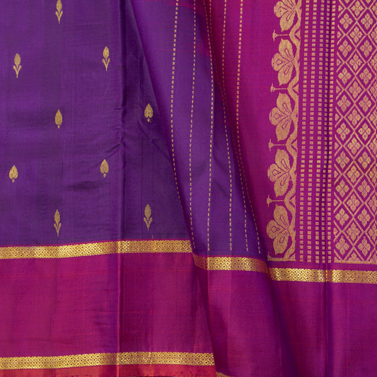 Purple And Magenta Kanchipuram Silk Saree For Festive Wear PV NYC 1872 - Silk Sari - Panjavarnam PV NYC 1872