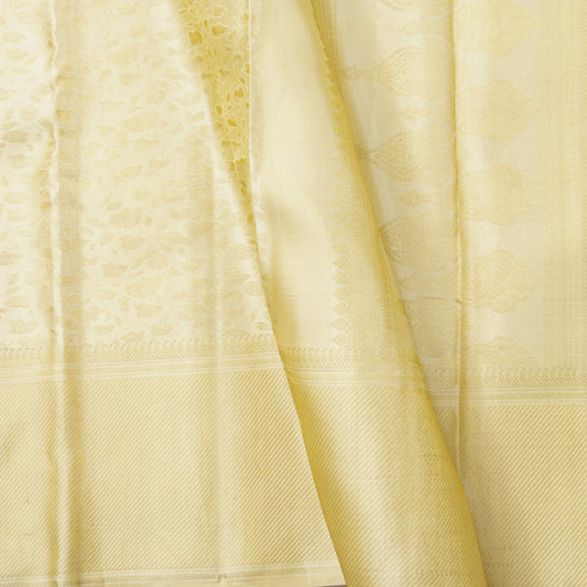 Off White Kanchipuram Silk Saree For Wedding Wear PV NYC 1832 - Silk Sari - Panjavarnam PV NYC 1832