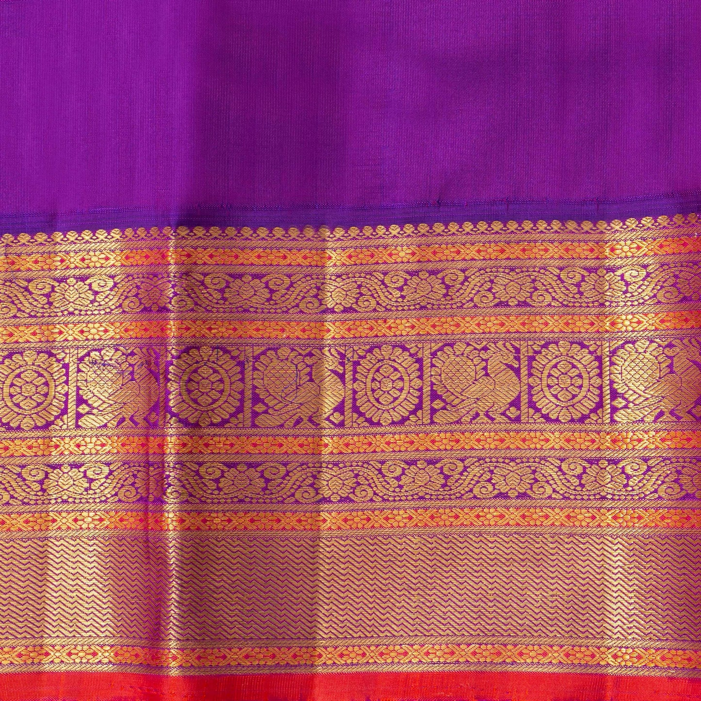 Off White And Purple Kanchipuram Silk Saree For Festive Wear PV NYC 1746 - Silk Sari - Panjavarnam PV NYC 1746