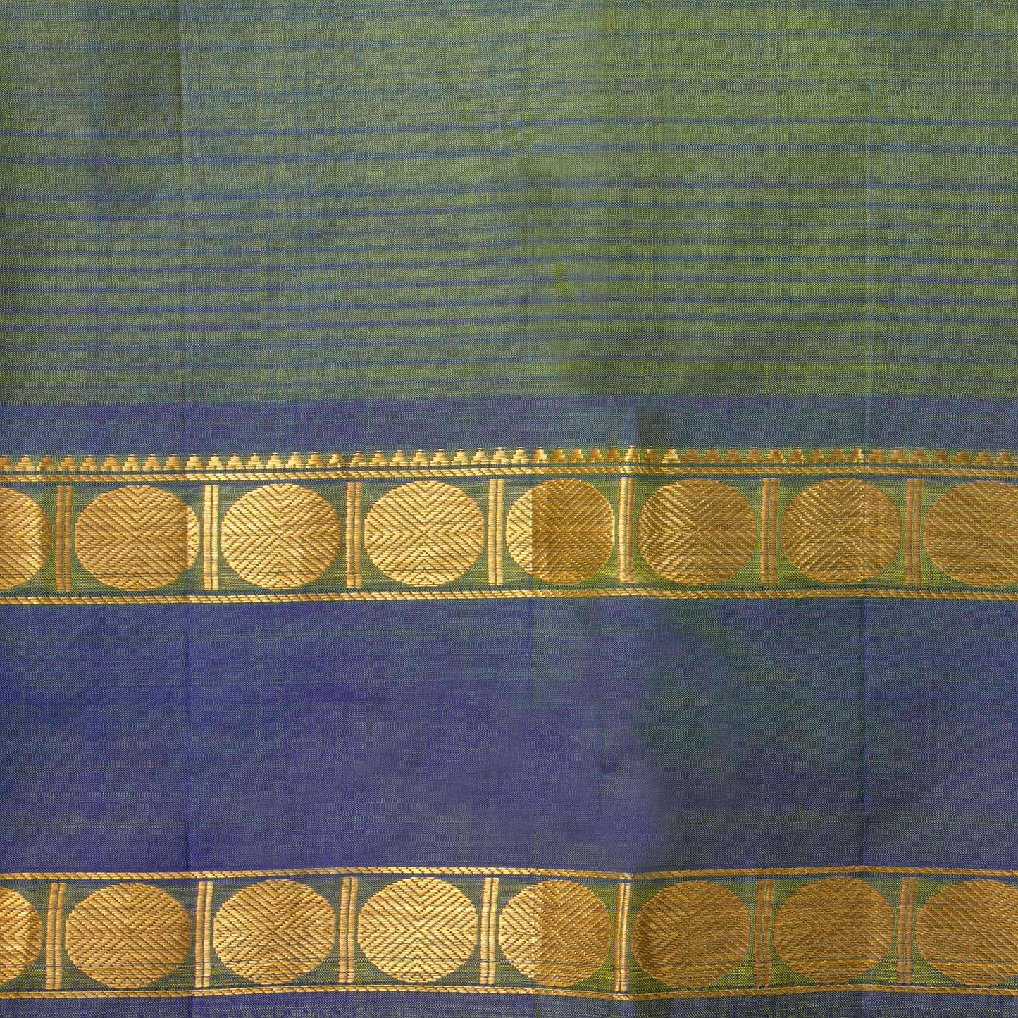 Green And Blue Kanchipuram Silk Saree For Festive Wear PV NYC 1858 - Silk Sari - Panjavarnam PV NYC 1858