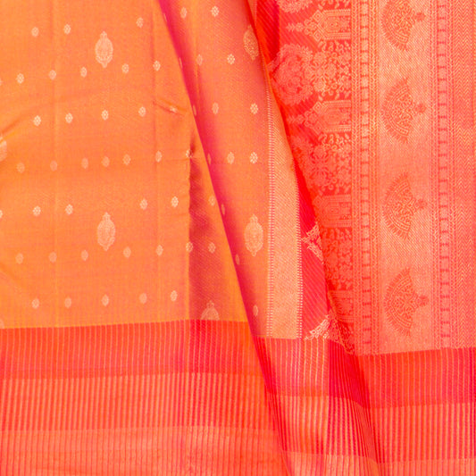 Orange And Red Kanchipuram Silk Saree For Festive Wear PV NYC 1803