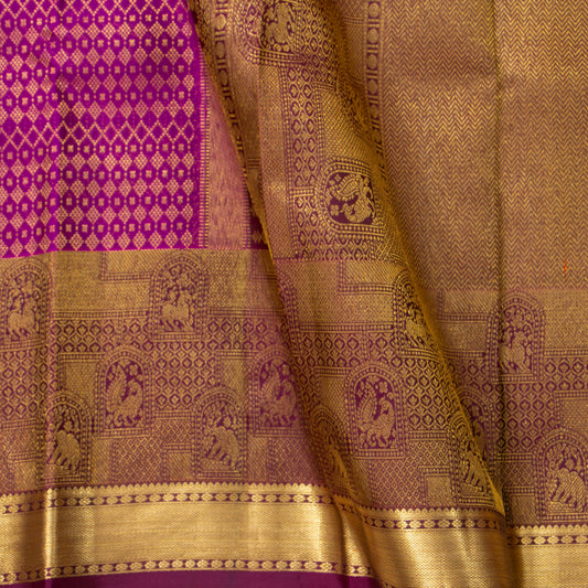 Purple And Magenta Kanchipuram Silk Saree For Bridal Wear PV NYC 1881