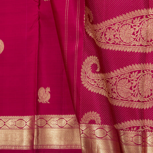 Pink Kanchipuram Silk Saree With Banarasi Style Pallu For Wedding Wear PV NYC 1884