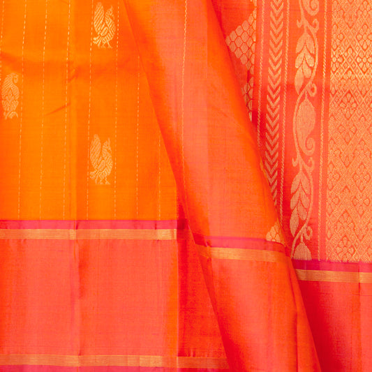 Orange And Pink Kanchipuram Silk Saree For Festive Wear PV NYC 1869