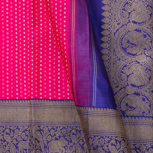 Pink And Blue Kanchipuram Silk Saree For Wedding Wear PV NYC 1888