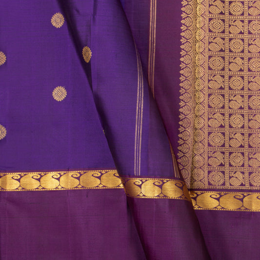 Violet And Purple Kanchipuram Silk Saree For Festive Wear PV NYC 1934