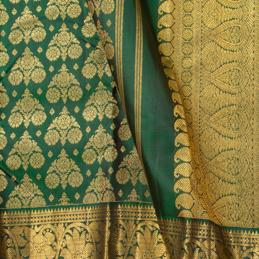 Green Kanchipuram Silk Saree For Wedding Wear PV NYC 1898
