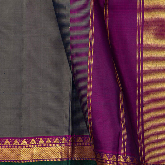 Grey And Magenta Kanchipuram Silk Saree For Festive Wear PV J 4469 - Silk Sari - Panjavarnam PV J 4469