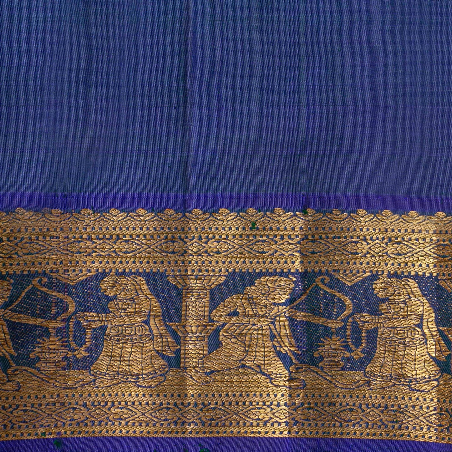 Yellow And Blue Kanchipuram Silk Saree For Festive Wear PV J 4723 - Silk Sari - Panjavarnam PV J 4723