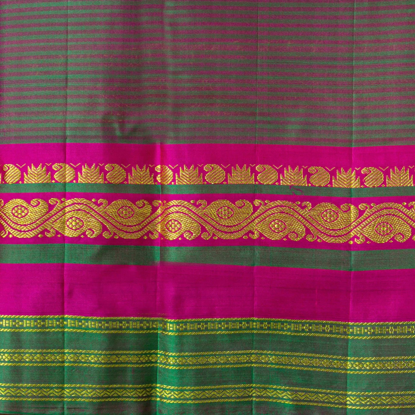 Pink And Green Kanchipuram Silk Saree For Festive Wear PV NYC 1856