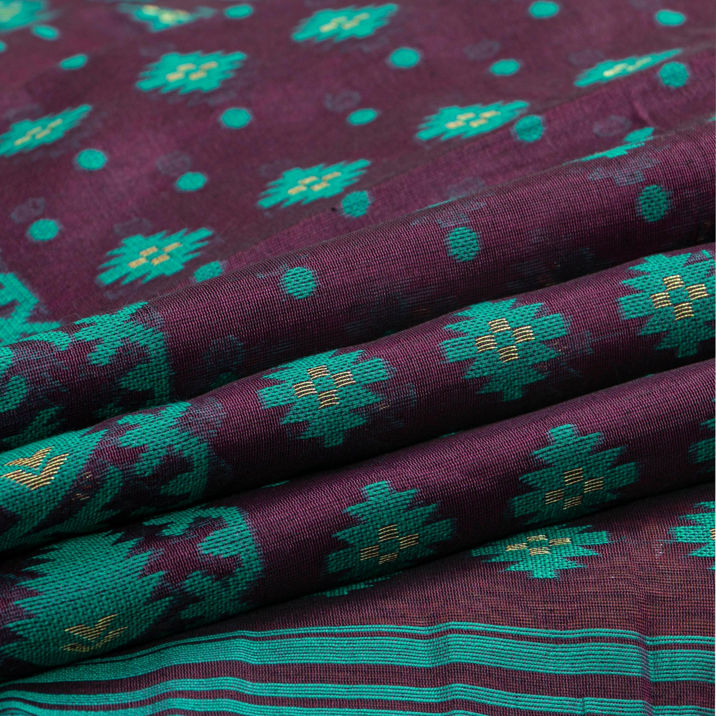 Purple Dhakai Jamdani Mulmul Silk Saree For Party Wear PV MJ 139