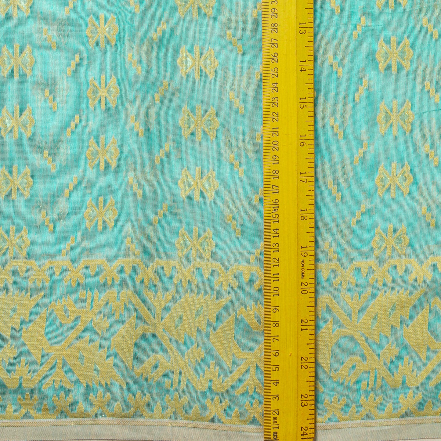 Aqua Blue Dhakai Jamdani Mulmul Silk Saree For Party Wear PV MJ 140