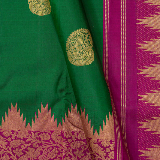 Green And Magenta Kanchipuram Silk Saree For Festive Wear PV NYC 1793