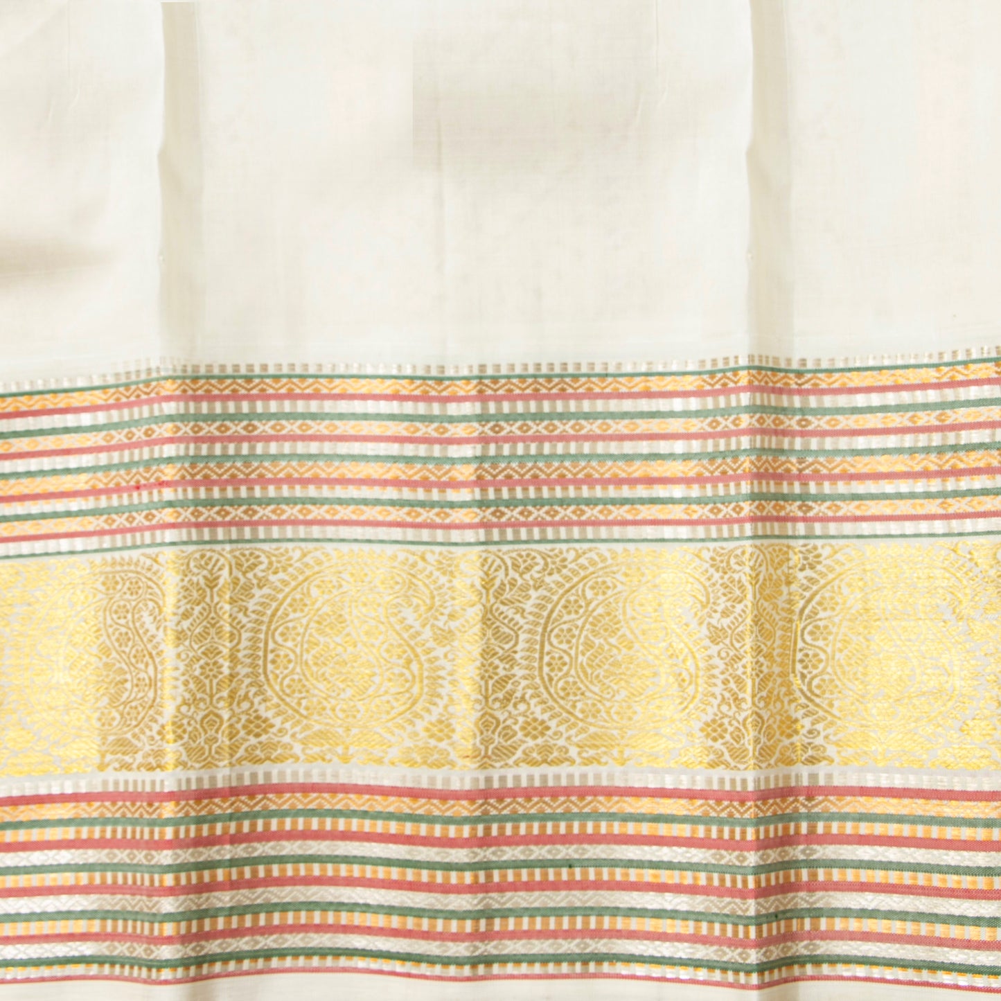 Orange And Off White Kanchipuram Silk Saree For Wedding Wear PV NYC 2063