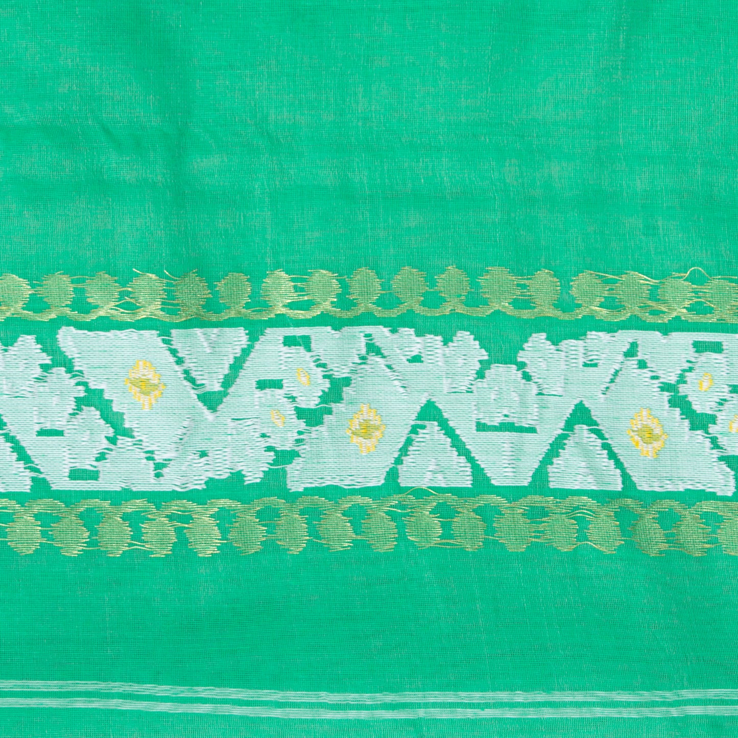 Sea Green Dhakai Jamdani Muslin Silk Saree For Party Wear PV MJ 148 - Dhakai Jamdhani - Panjavarnam
