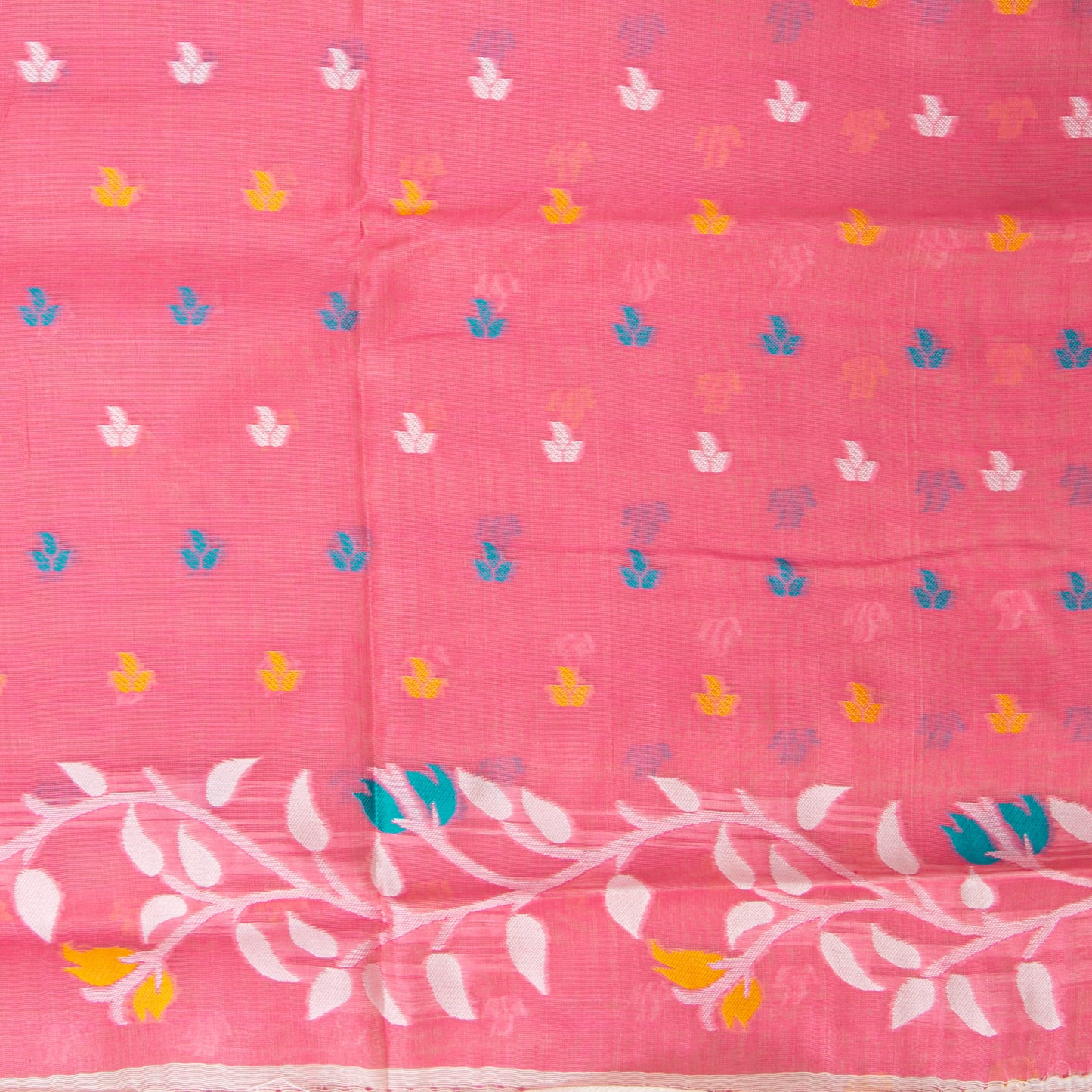 White And Pink Bhishnupuri Tussar Silk Jamdani Saree For Party Wear PV MJ 166