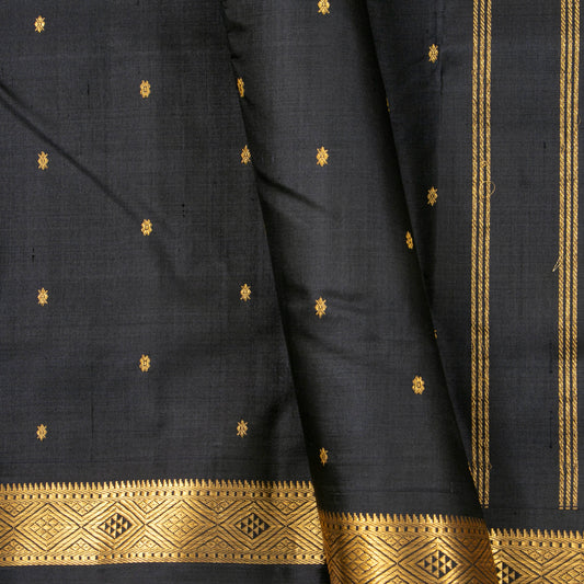 Black Kanchipuram Silk Saree For Festive Wear PV ABI 645