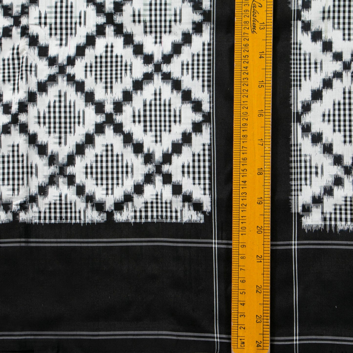Black And White Double Ikkat Pochampally Silk Saree Without Zari For Office Wear PIK 376