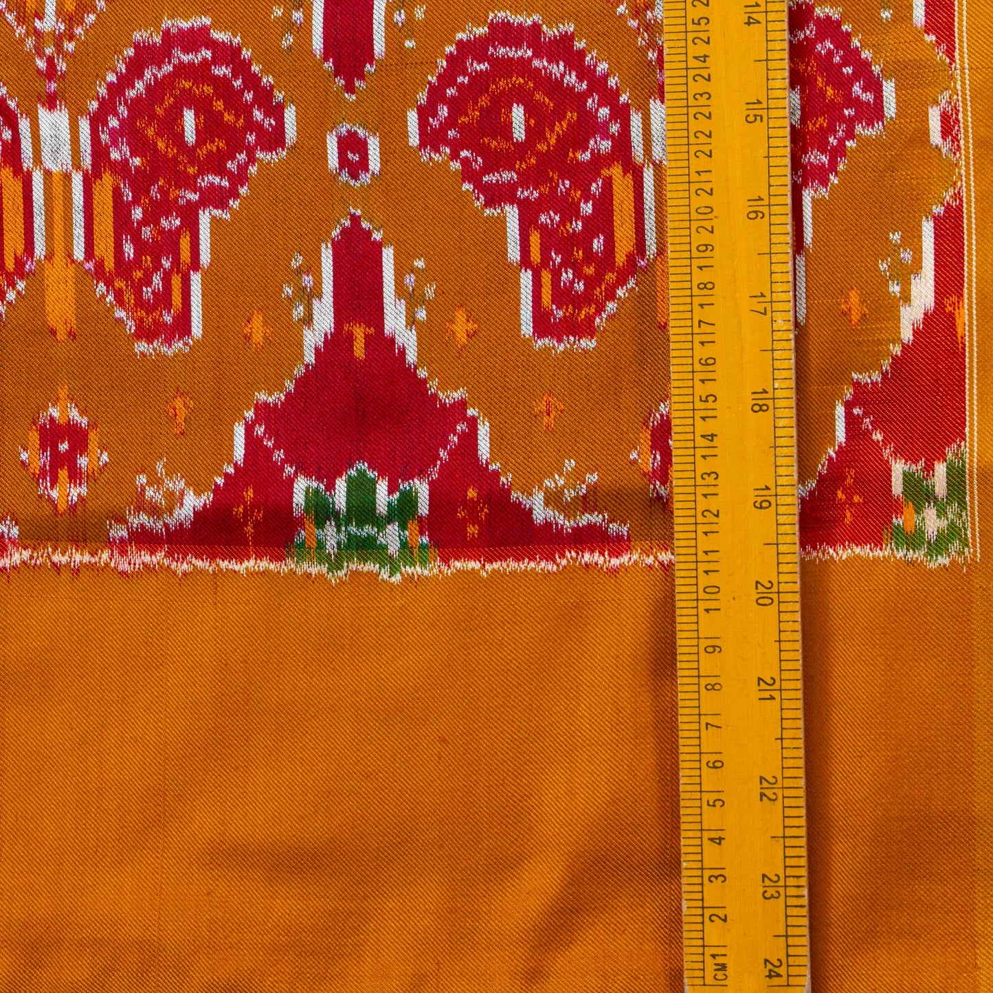 Red And Mustard Handwoven Pochampally Silk Saree For Festive Wear PIK 383