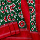 Green And Red Double Ikkat Pochampally Silk Saree Without Zari For Festive Wear PIK 377