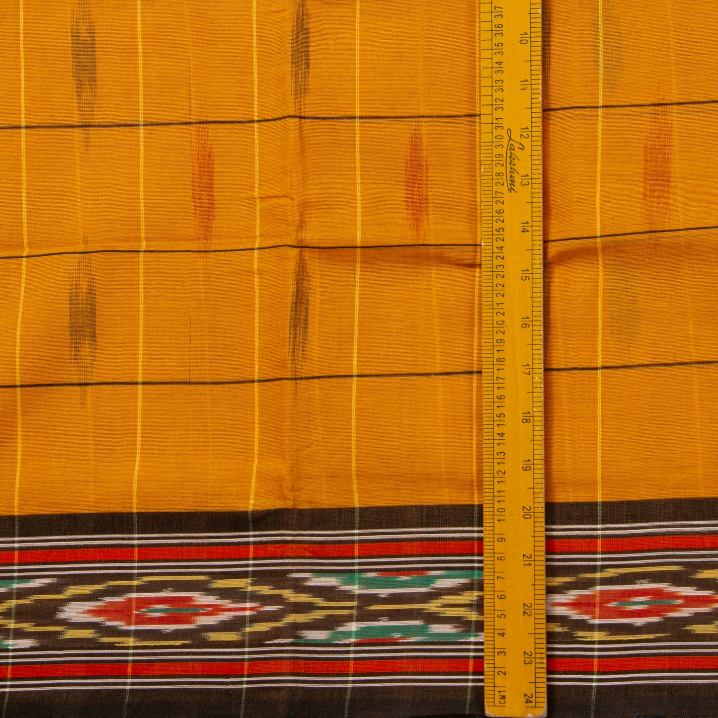 Mustard Yellow And Brown Sambalpuri Ikkat Cotton Saree For Office Wear PV SC 211