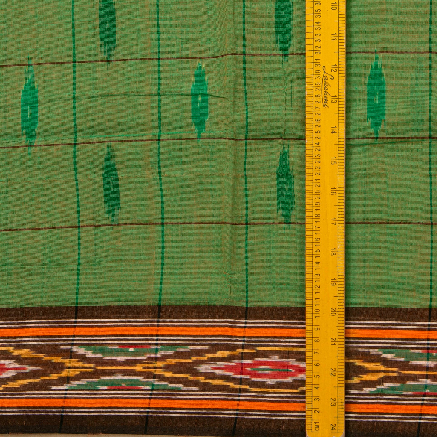 Light Green And Brown Pochampally Ikkat Cotton Saree For Office Wear PV SC 213