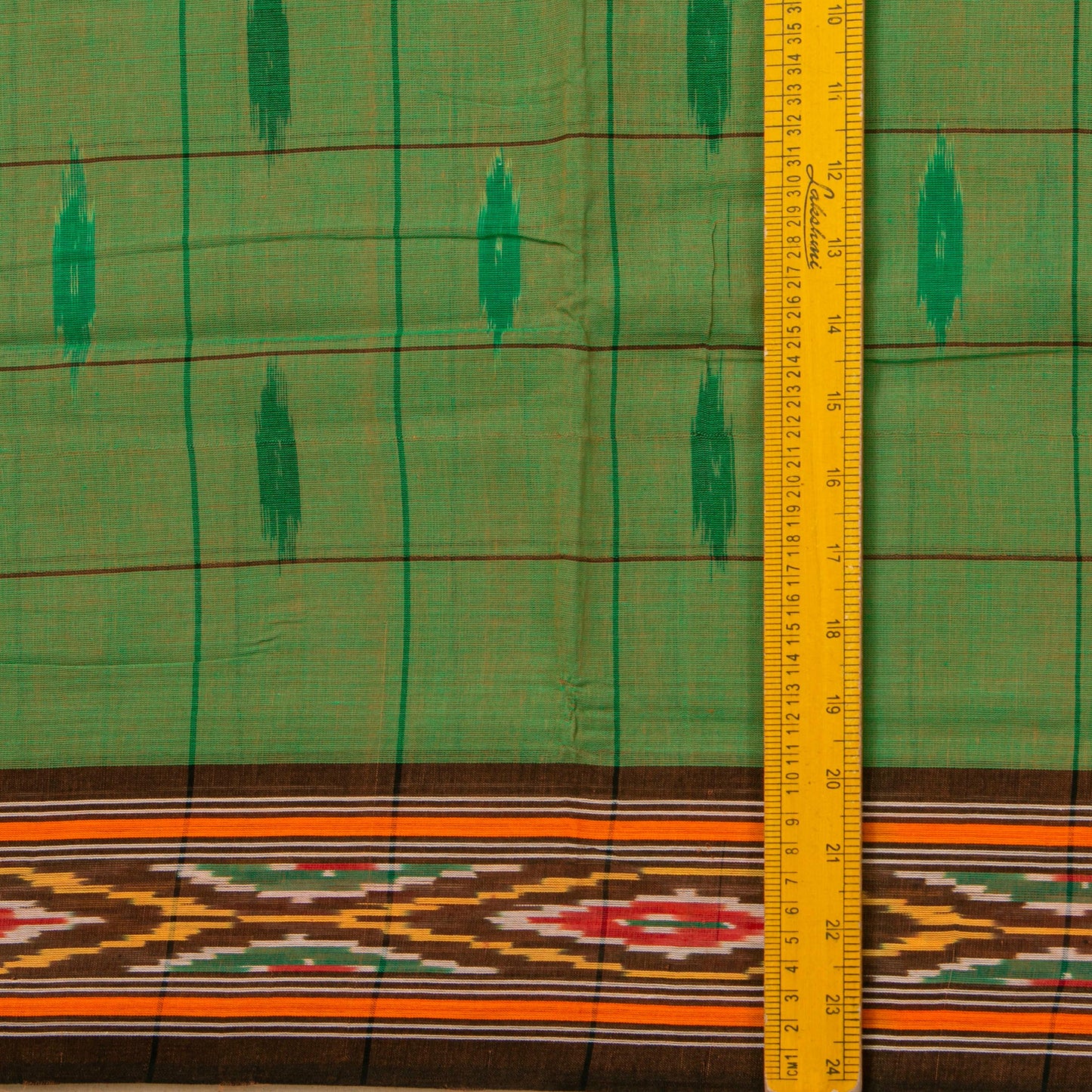 Light Green And Brown Pochampally Ikkat Cotton Saree For Office Wear PV SC 213