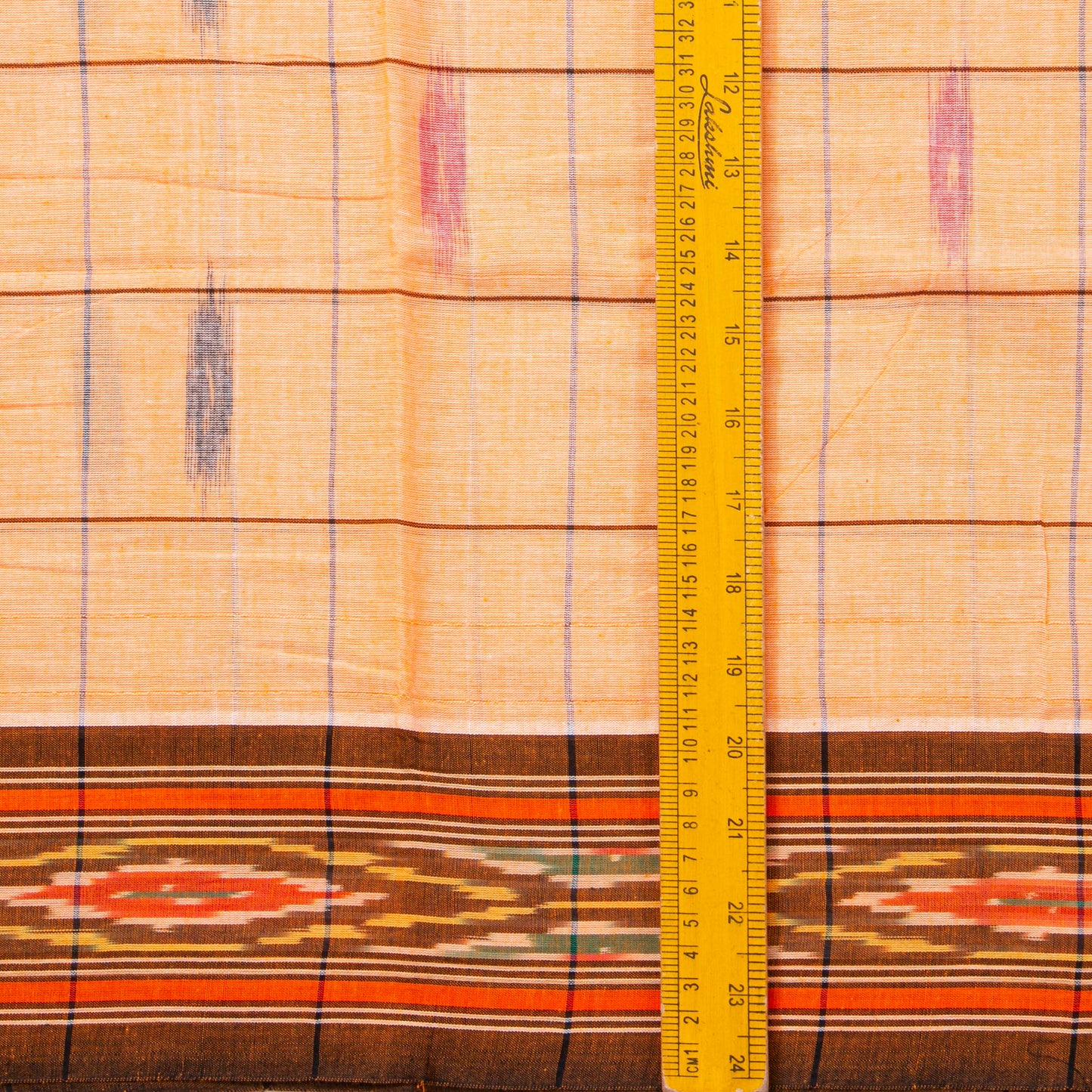 Peach, Maroon And Grey Pochampally Ikkat Cotton Saree For Office Wear PV SC 210