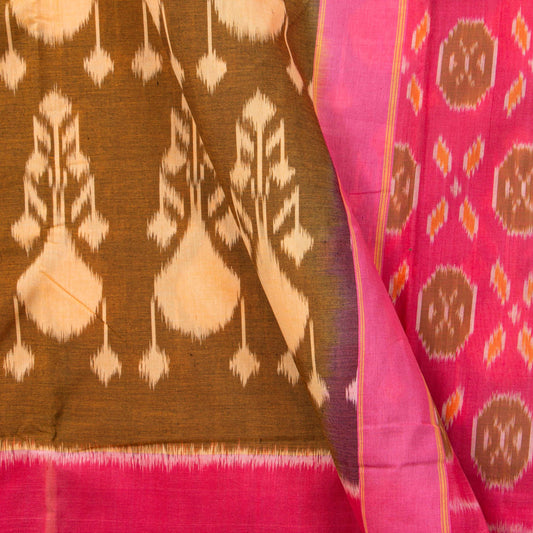 Brown AndPochampally Ikkat Cotton Saree For Office Wear PV SC 229