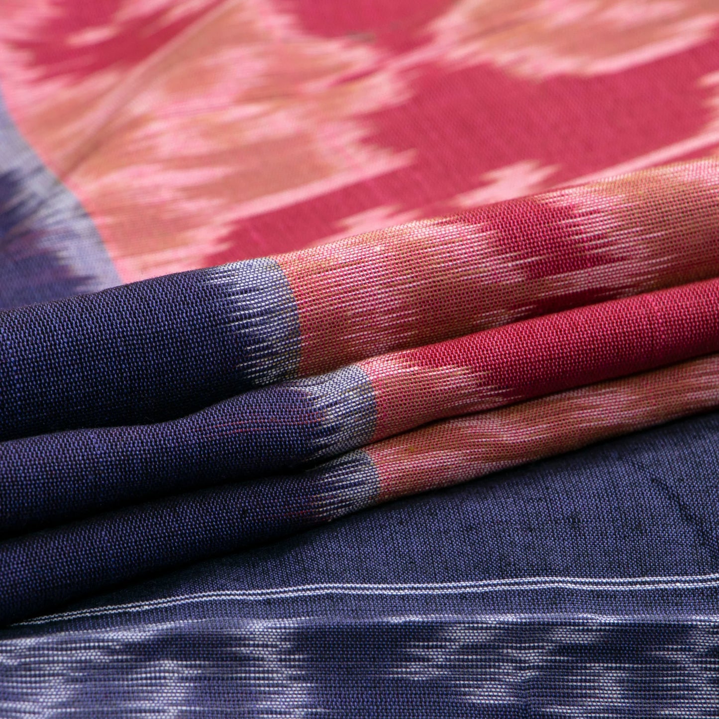 Pink And Blue Pochampally Ikkat Cotton Saree For Office Wear PV SC 226