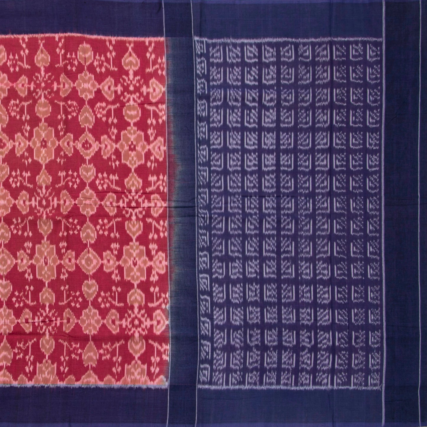 Pink And Blue Pochampally Ikkat Cotton Saree For Office Wear PV SC 226