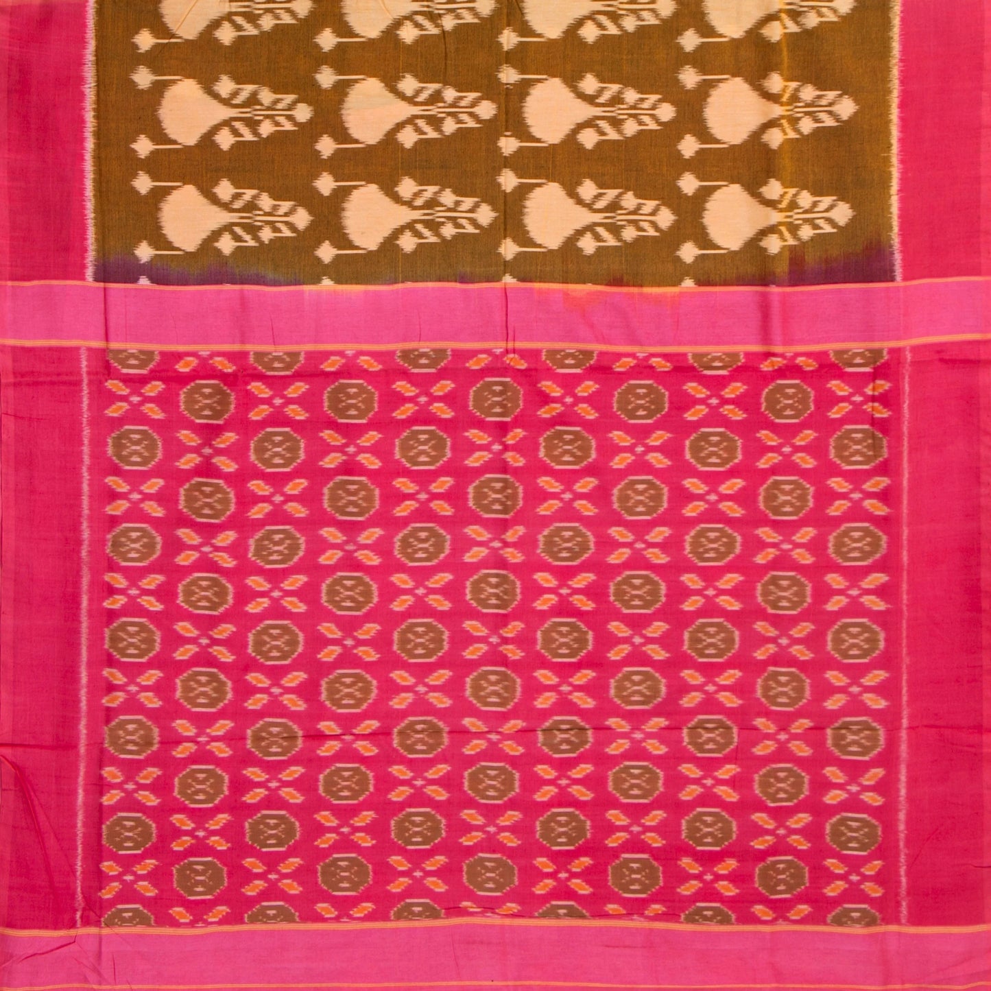 Brown AndPochampally Ikkat Cotton Saree For Office Wear PV SC 229