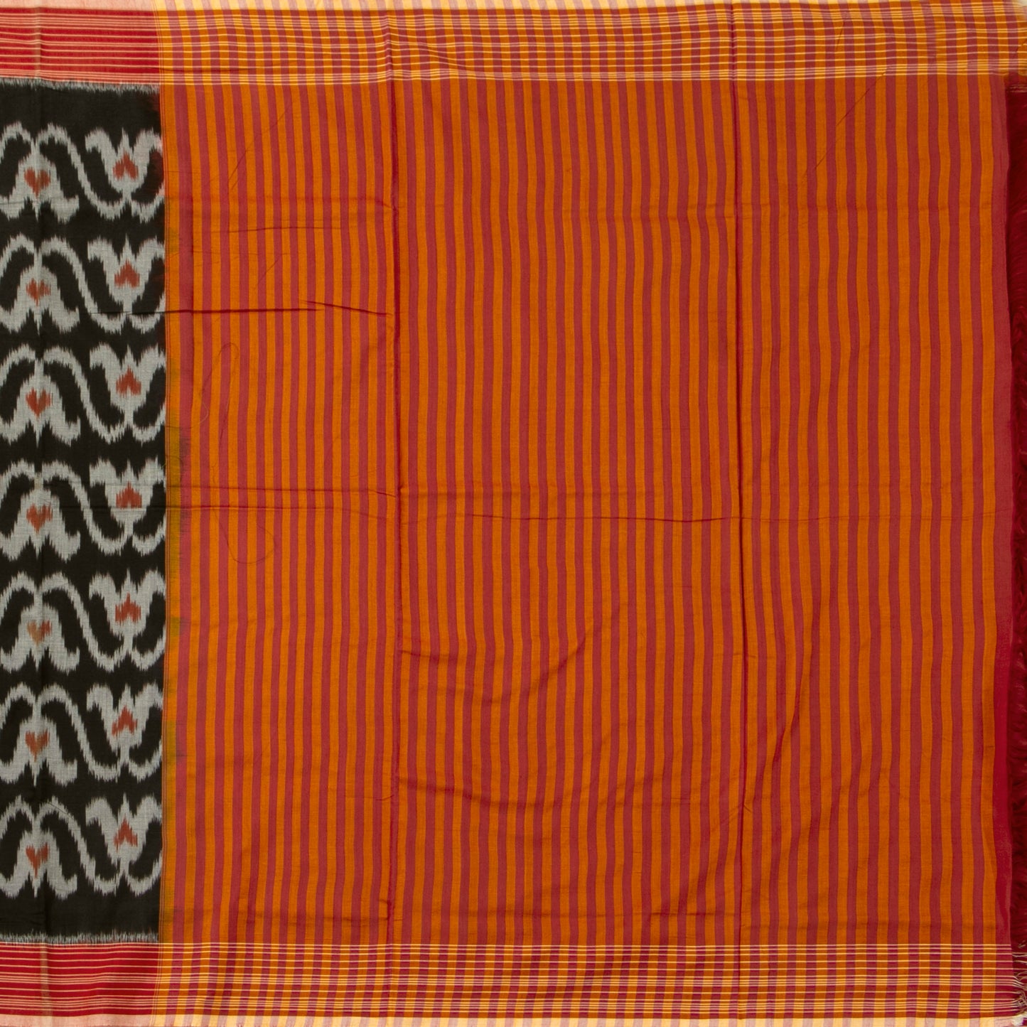 Black And Red Pochampally Ikkat Silk Cotton Saree For Office Wear PV SC 230