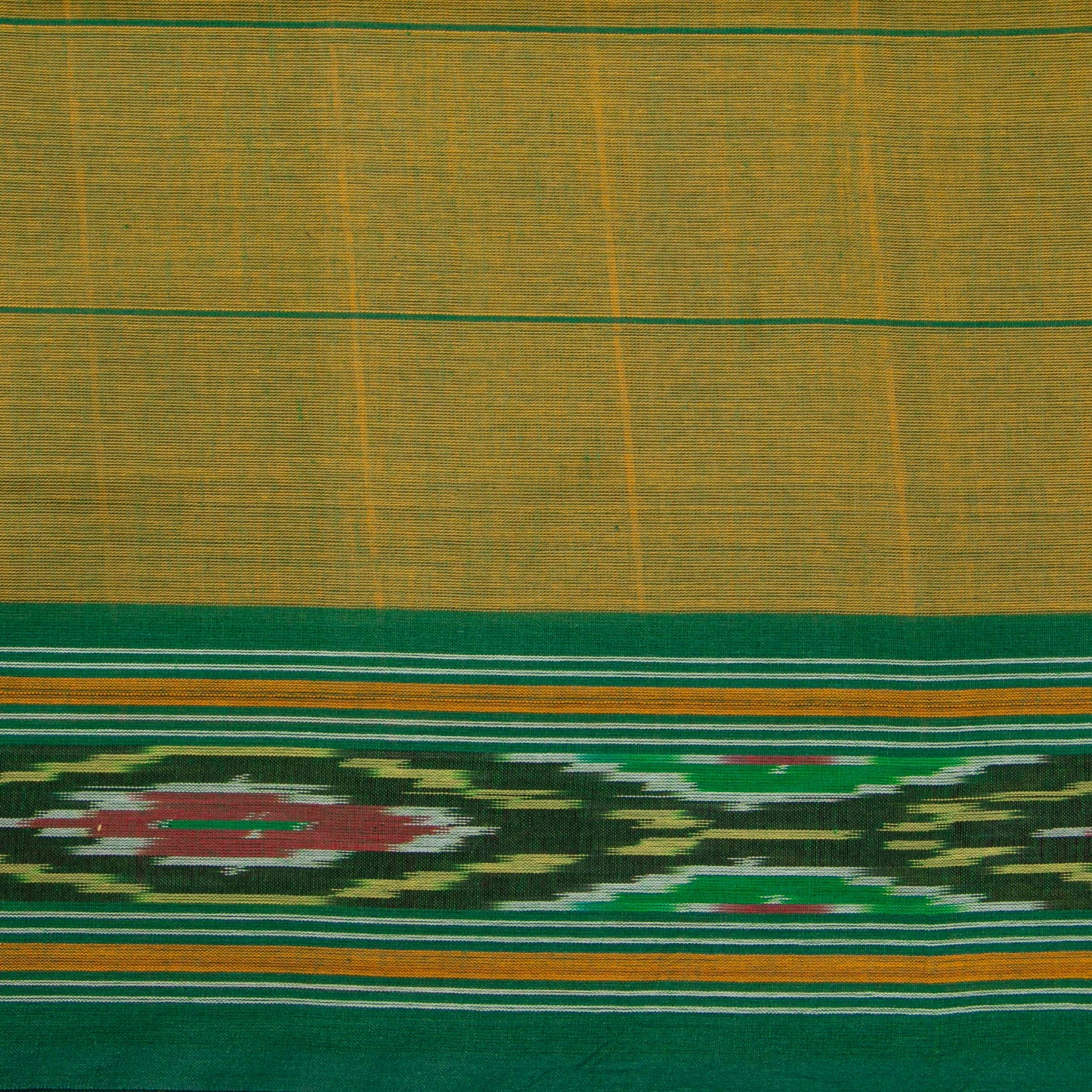 Brown And Green Pochampally Ikkat Cotton Saree For Office Wear PV SC 212