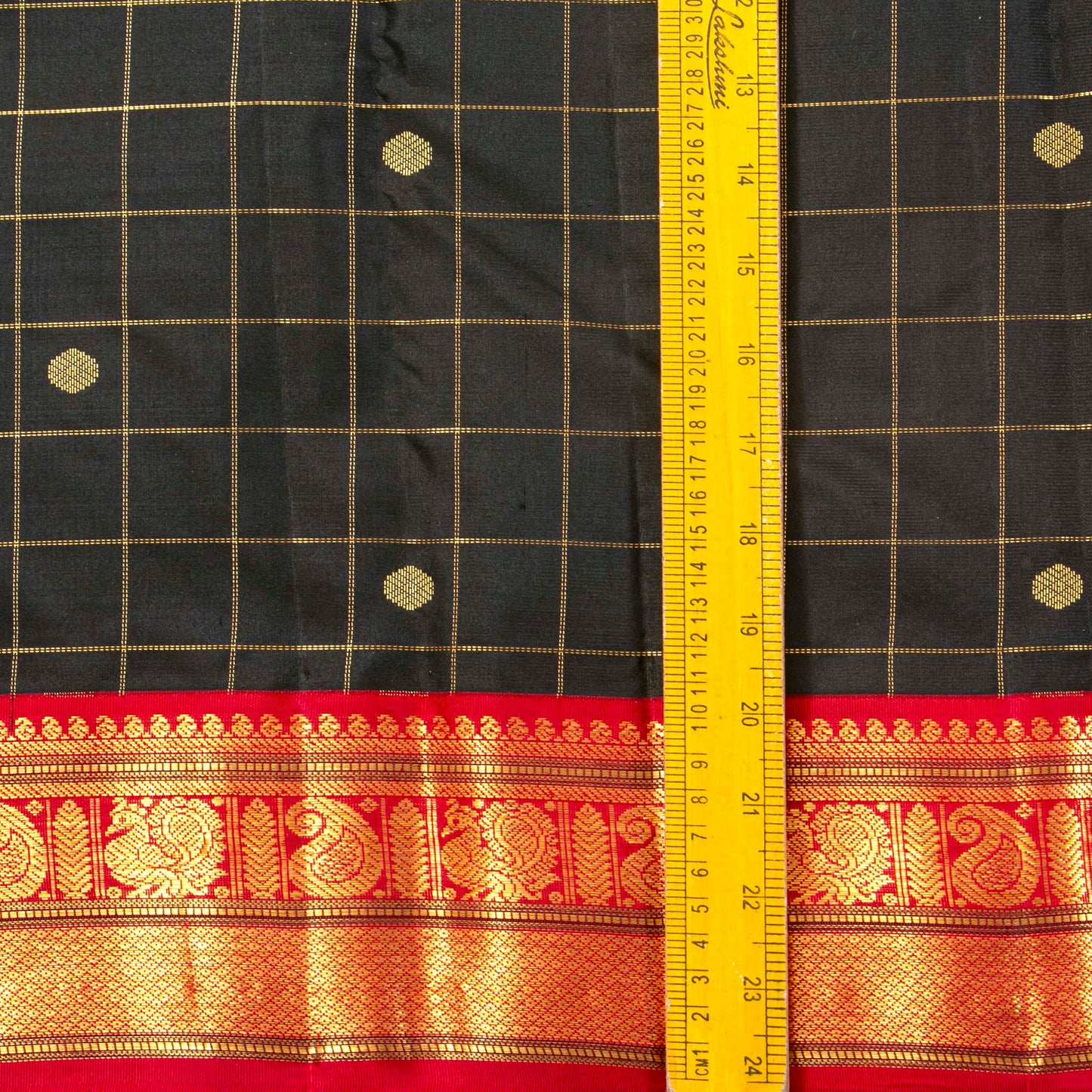 Black And Red Kanchipuram Silk Saree For Office Wear PV MEN 186 - Silk Sari - Panjavarnam PV MEN 186