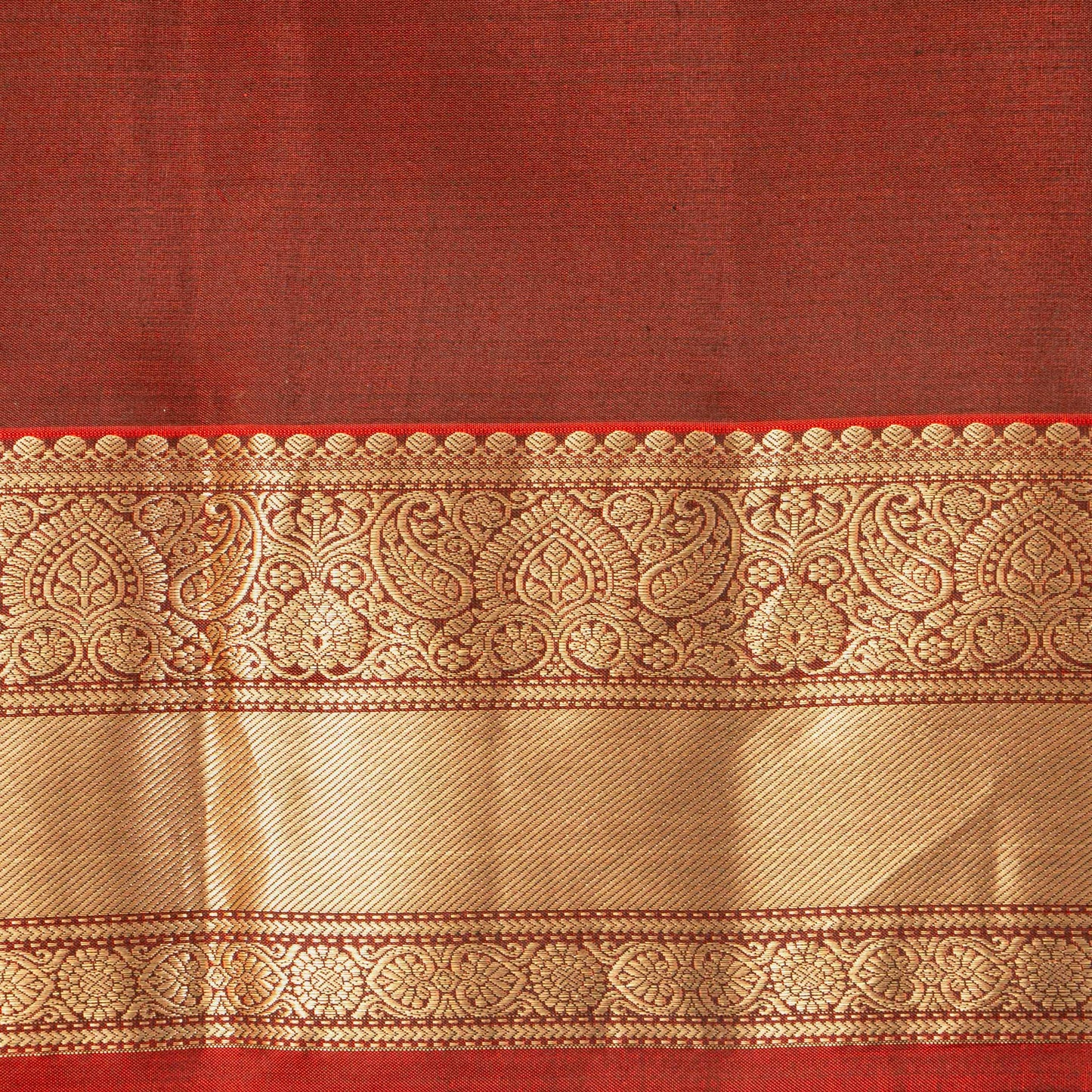 Green And Rust Kanchipuram Silk Saree For Festive Wear PV MEN 203