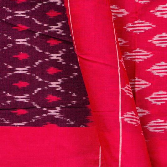Maroon And Pink Pochampally Ikkat Cotton Saree For Office Wear PV SC 222