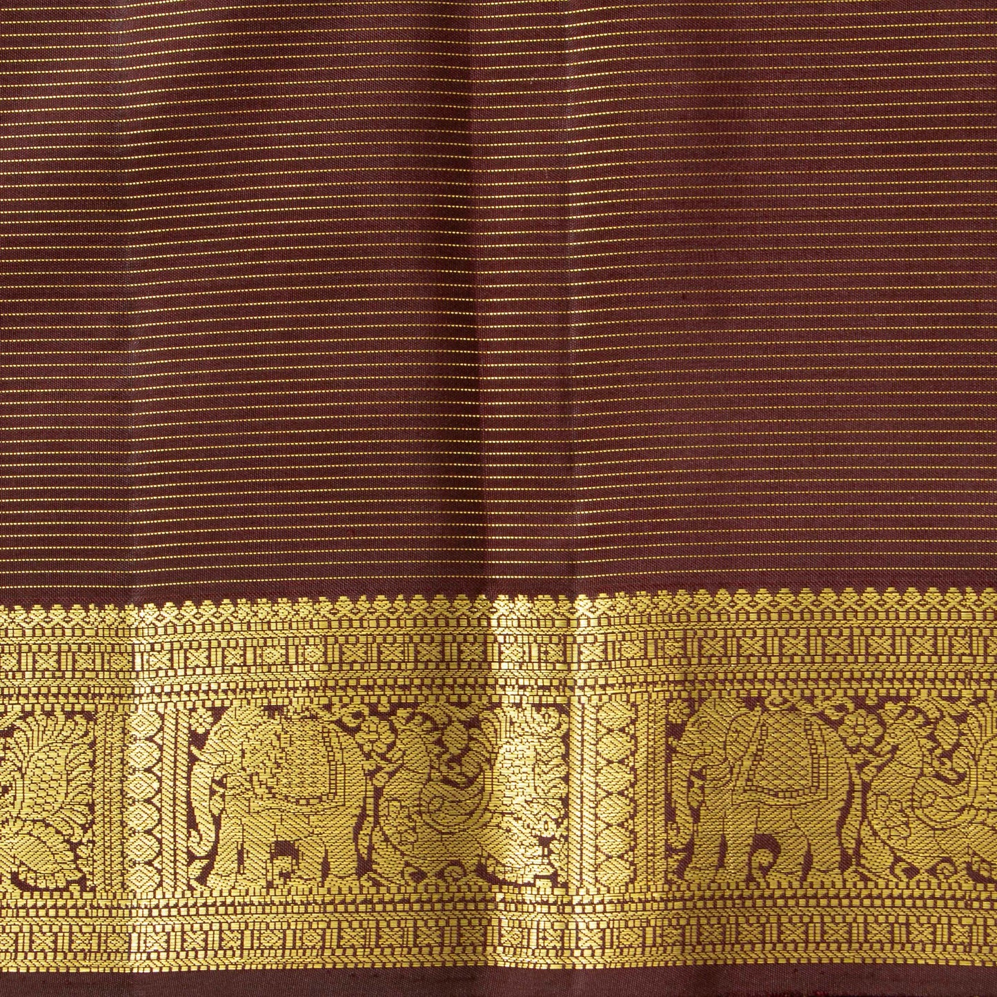 Brown Kanchipuram Silk Saree With Vaira Oosi Zari Stripes PV MEN 303