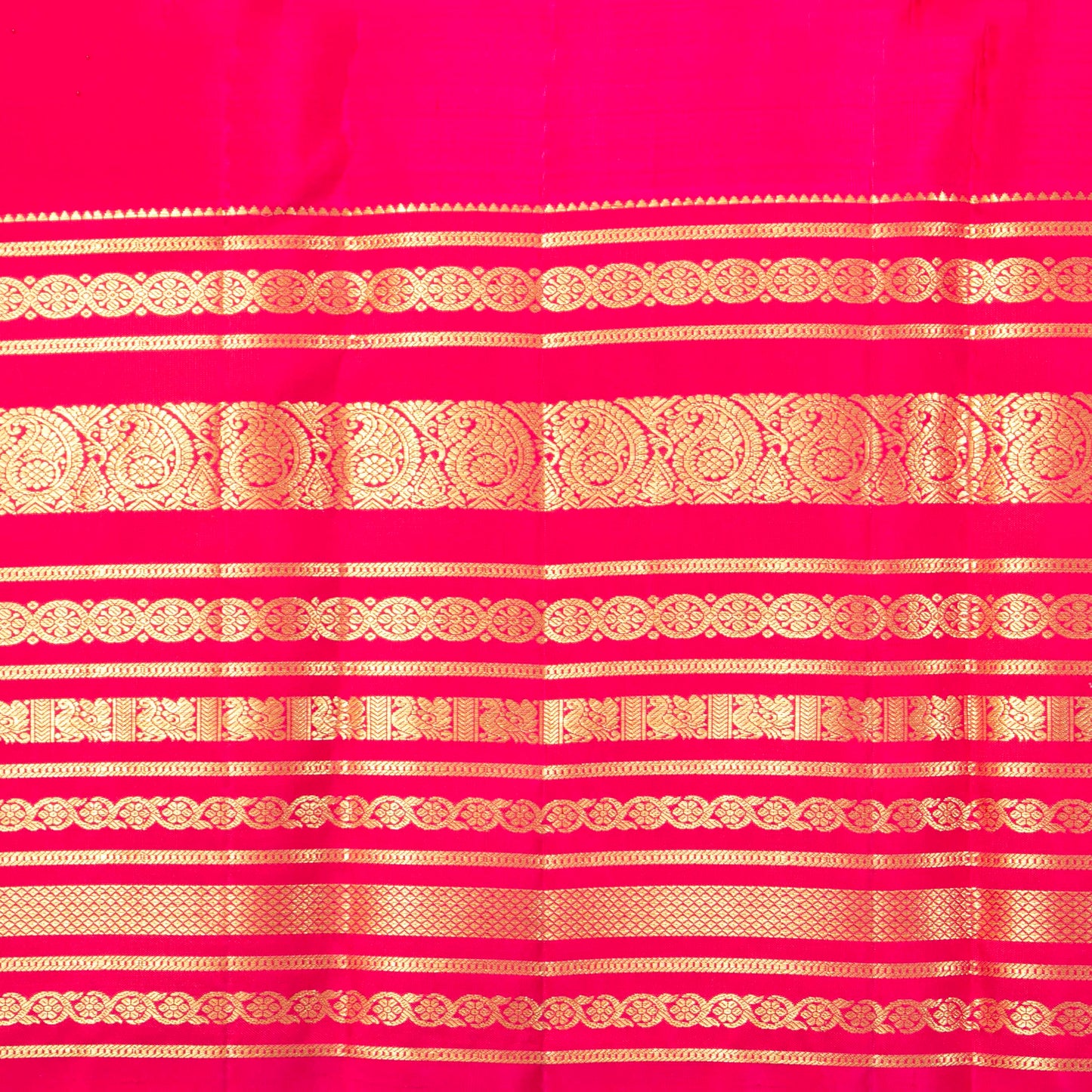 Yellow And Pink Kanchipuram Silk Saree Vairaoosi Stripes For Bridal Wear PV MEN 302