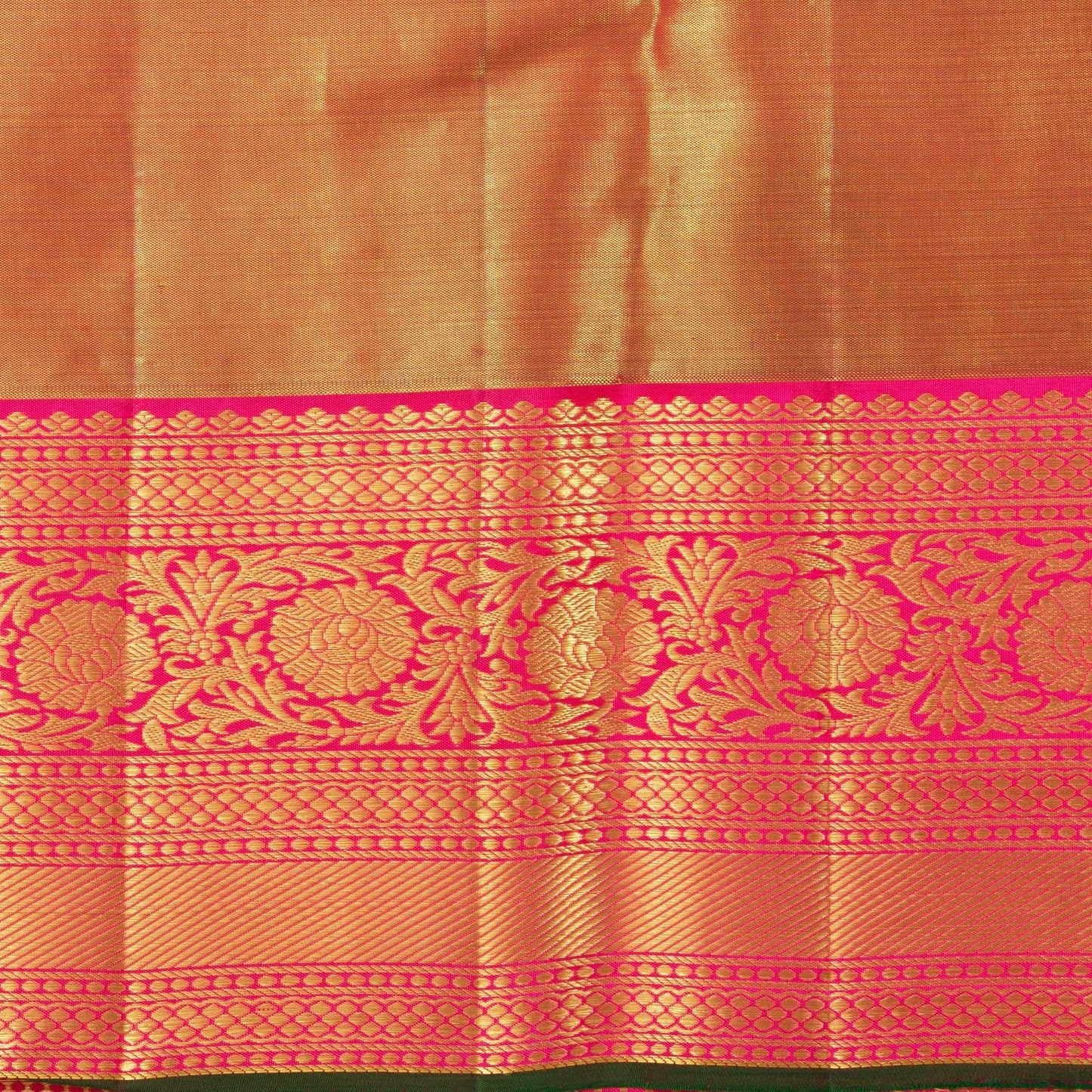Beige And Pink Kanjivaram Tissue Silk Saree With Medium Border For Bridal Wear PV NYC 1150 - Silk Sari - Panjavarnam PV NYC 1150