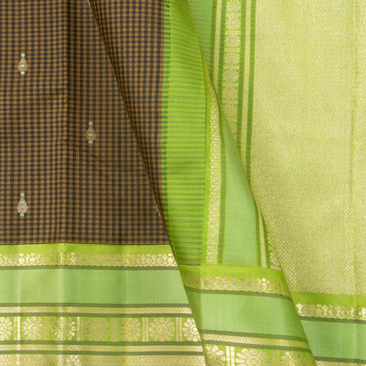 Black And Green Kanchipuram Silk Saree For Wedding Wear PV VL 41 - Silk Sari - Panjavarnam PV VL 41