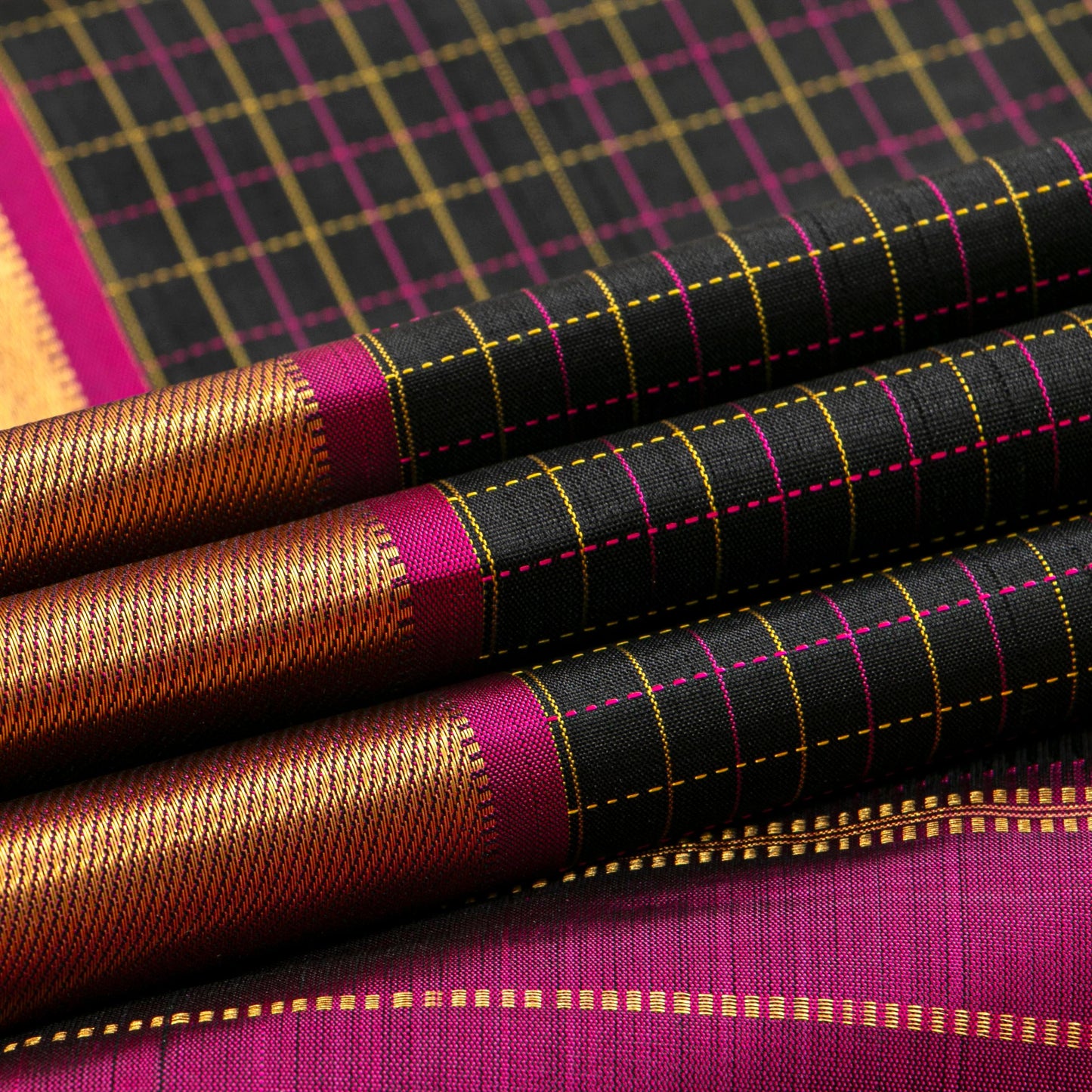 Black And Magenta Kanchipuram Silk Saree For Festive Wear PV NYC 1426 - Silk Sari - Panjavarnam PV NYC 1426