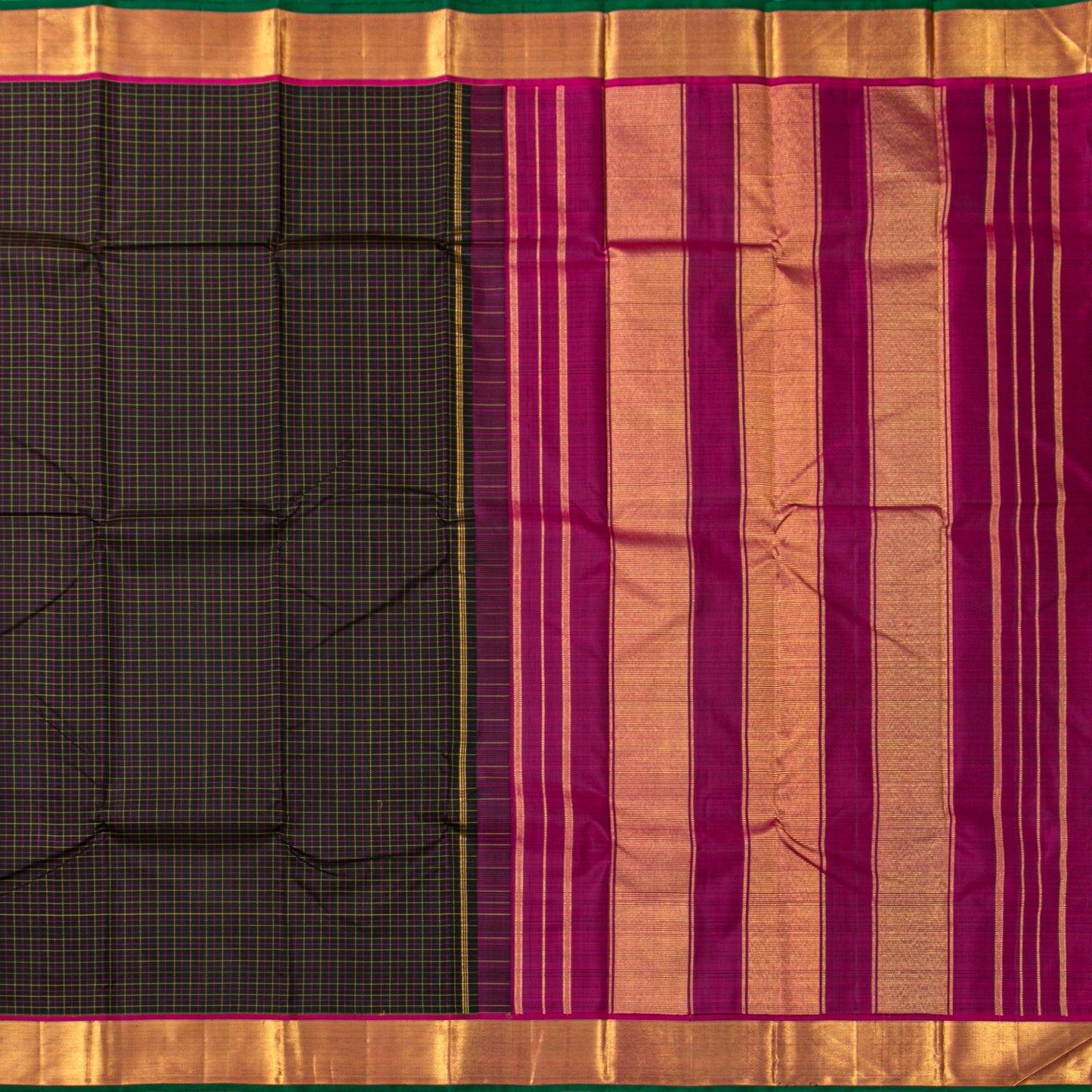 Black And Magenta Kanchipuram Silk Saree For Festive Wear PV NYC 1426 - Silk Sari - Panjavarnam PV NYC 1426