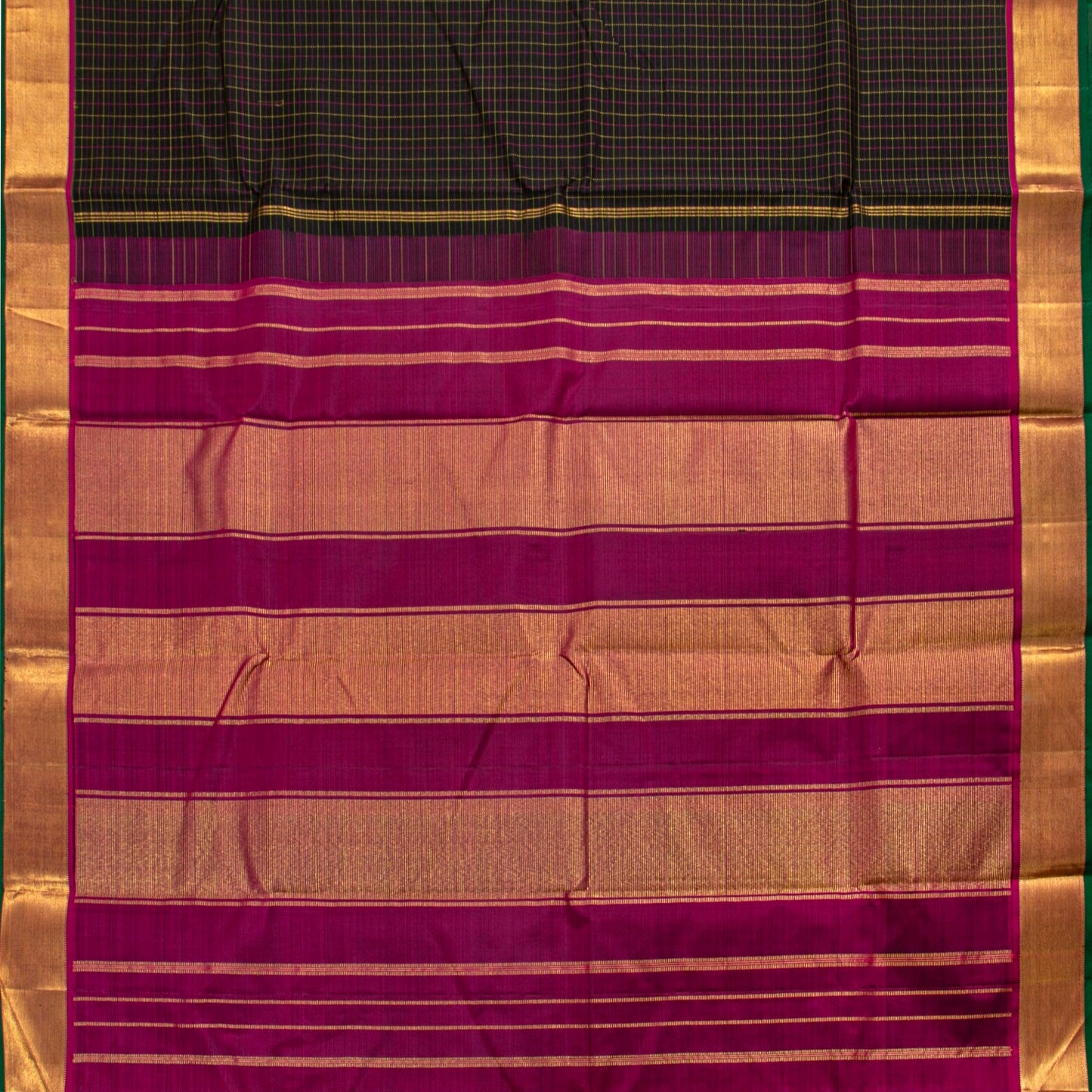 Black And Magenta Kanchipuram Silk Saree For Festive Wear PV NYC 1426 - Silk Sari - Panjavarnam PV NYC 1426