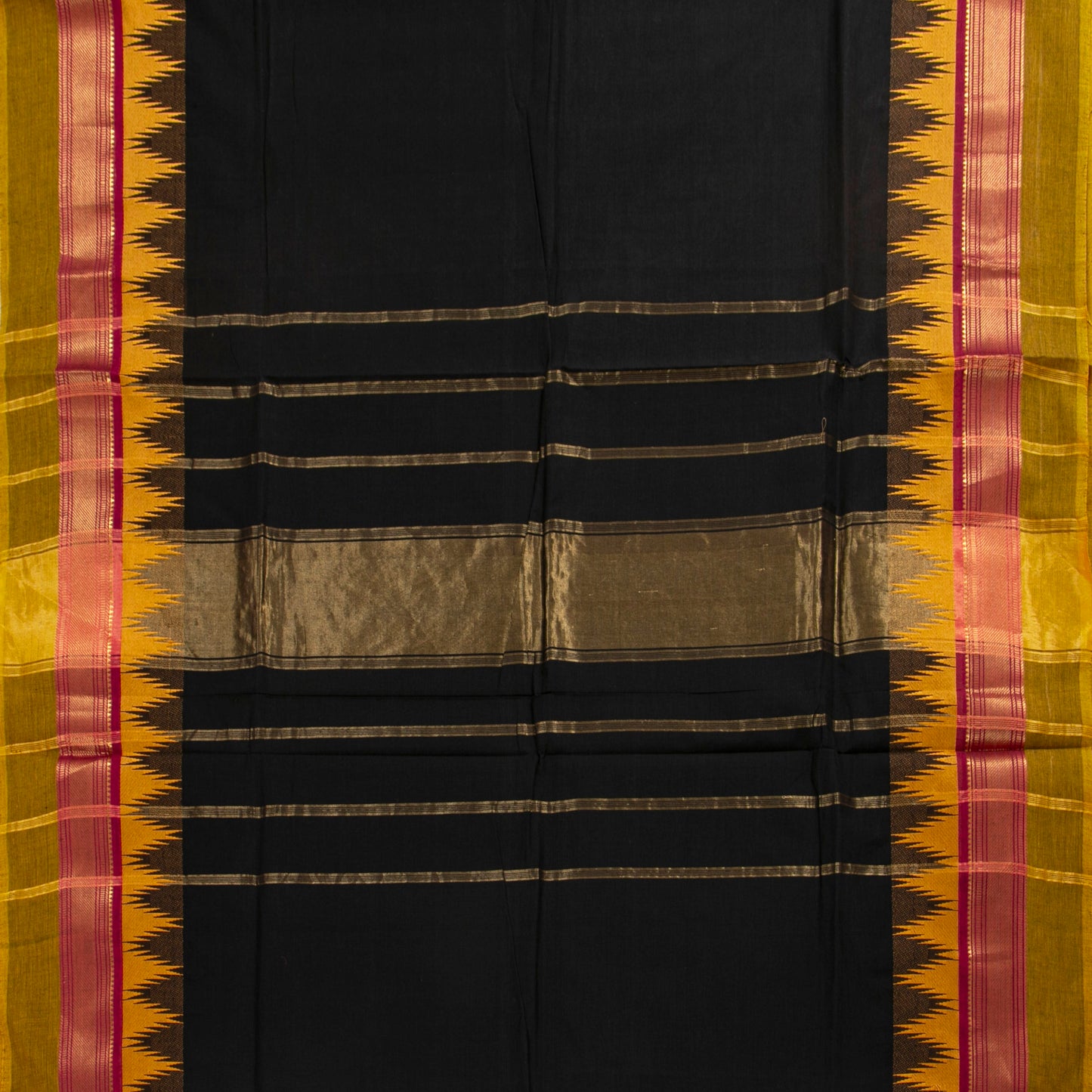 Black Kanchi Cotton Saree PV MM KC 109 - Cotton Saree - Panjavarnam PV MM KC 109