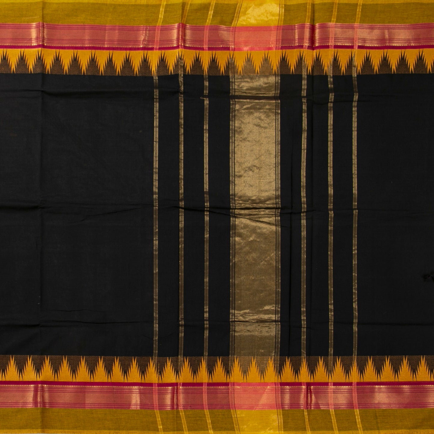 Black Kanchi Cotton Saree PV MM KC 109 - Cotton Saree - Panjavarnam PV MM KC 109